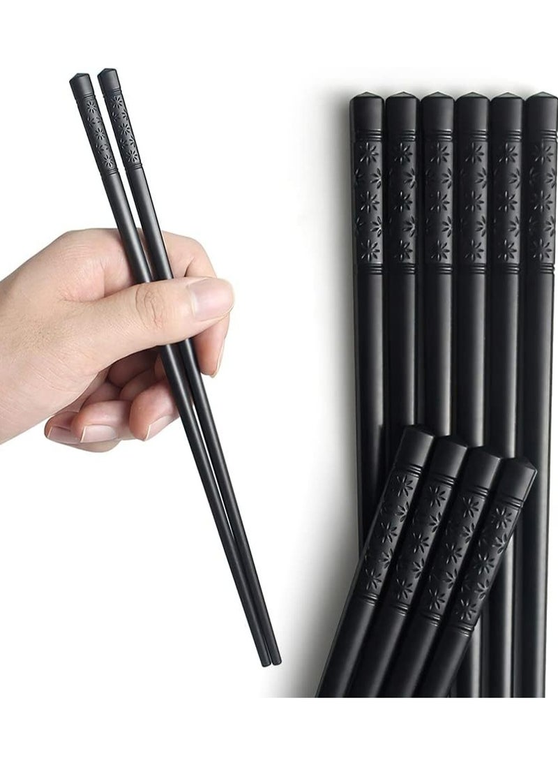 Oasisgalore 5 Pairs Fiberglass Chopsticks - Reusable, Non-Slip & Dishwasher Safe, 9.4 Inch (Black)  - Image 1