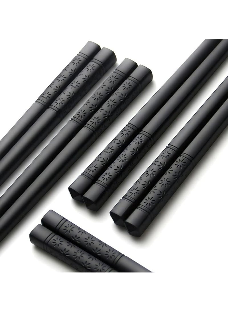 Oasisgalore 5 Pairs Fiberglass Chopsticks - Reusable, Non-Slip & Dishwasher Safe, 9.4 Inch (Black)  - Image 2