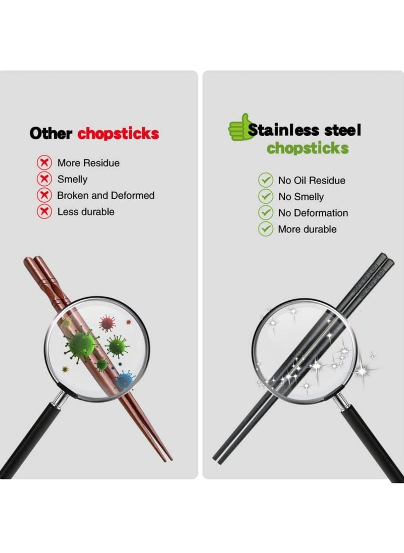 Oasisgalore 5 Pairs Fiberglass Chopsticks - Reusable, Non-Slip & Dishwasher Safe, 9.4 Inch (Black)  - Image 4
