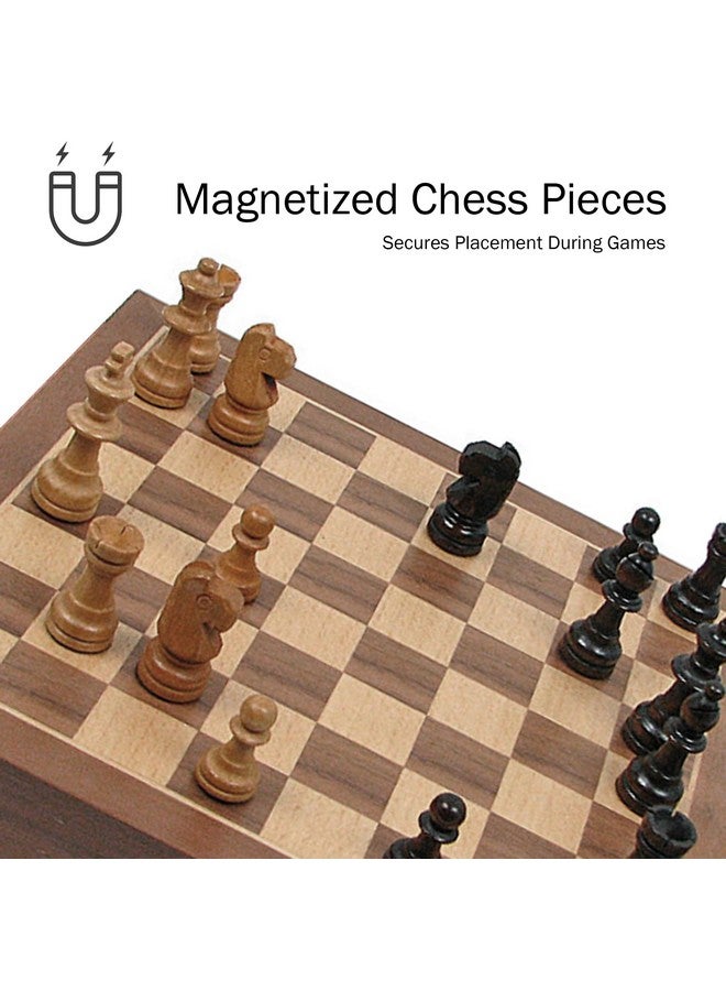 Hey! Play! Inlaid Walnut-Style Magnetized Wood Chess Set With Staunton Wood Chessmen, Brown,1.375X9.875X9.875, 12-21129 - Image 3
