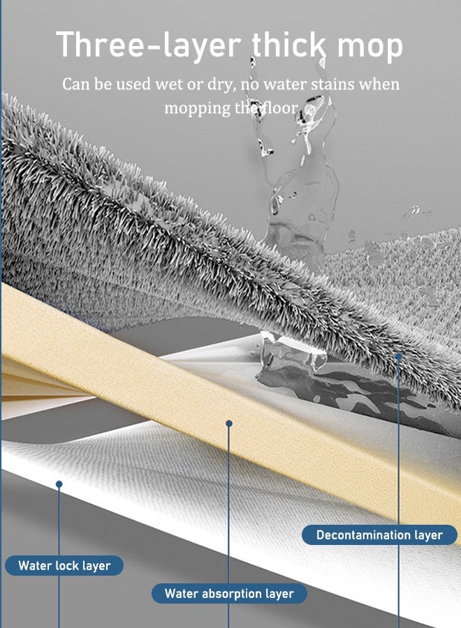 Floor Mop and Bucket Set,Large Flat Mop with Foldable Bucket,360° Spinning Flat Mop with 2 Microfiber Pads and Dewatering Scraper,Self Wash Wall Mop,for Tile Floor Wall Cleaning Wet and Dry Use (white) - Image 3