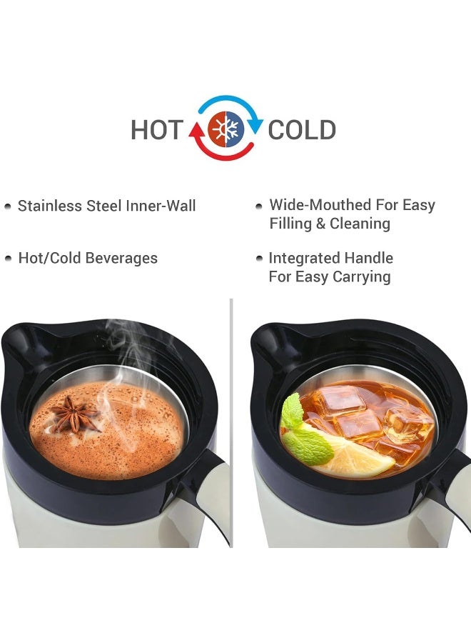 Milton Viva Tuff 1500 Insulated Stainless Steel Carafe with Lid and Spout, 1.35 L, Black | BPA Free | Hot/Cold Water | Large Tea Pitcher for Coffee, Juice & Beverages - Image 5