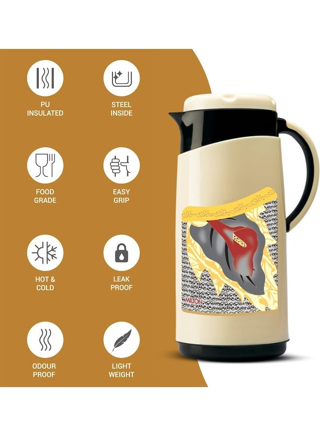 Milton Viva Tuff 1500 Insulated Stainless Steel Carafe with Lid and Spout, 1.35 L, Black | BPA Free | Hot/Cold Water | Large Tea Pitcher for Coffee, Juice & Beverages - Image 3