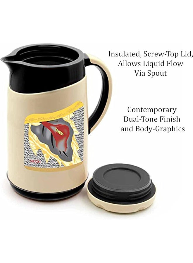 Milton Viva Tuff 1500 Insulated Stainless Steel Carafe with Lid and Spout, 1.35 L, Black | BPA Free | Hot/Cold Water | Large Tea Pitcher for Coffee, Juice & Beverages - Image 2