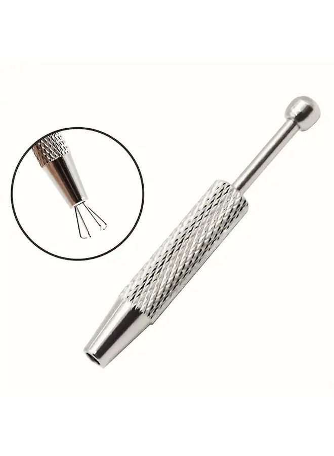 Silvery 4 Prong Jewelry Tweezers Heavy Duty Metal Construction Non Slip Grip - Image 1