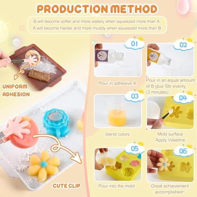 Moonmen Create Your Own Squishy Toys DIY Making Kit with Mold and 6 Packaging Bags, Pendant Set Fidget Toy for Kids Suitable Adults Kids(DIY Squishy Toys A) - Image 3