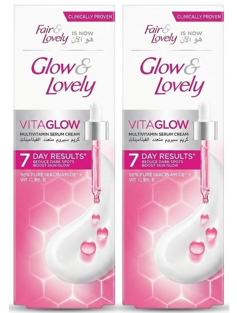 Glow & Lovely طقم مكون من قطعتين من كريم الوجه المتعدد الفيتامينات المتقدم فيتا جلو لإعطائك بشرة نضرة 100 جرام - Image 1
