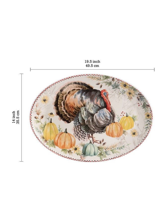 Bico Blessing Season Ceramic 19 inch Oval Platter, Microwave & Dishwasher Safe - Image 3