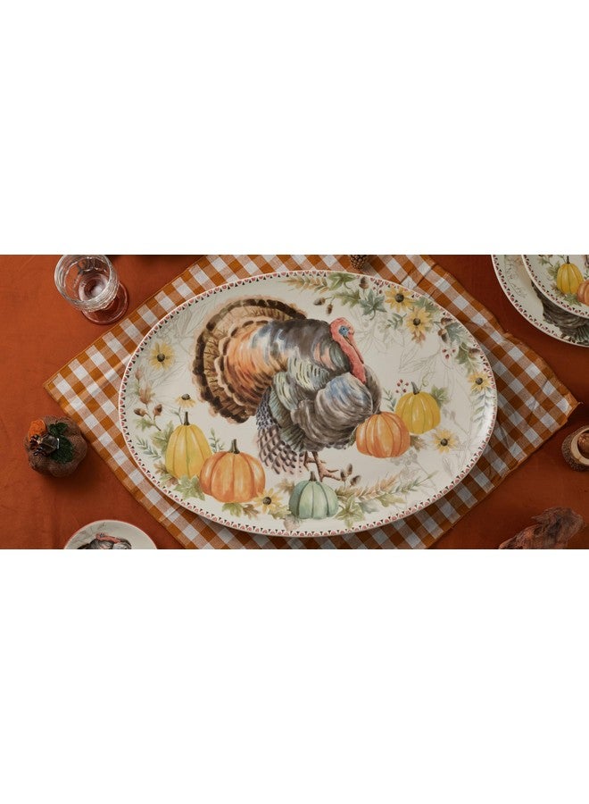 Bico Blessing Season Ceramic 19 inch Oval Platter, Microwave & Dishwasher Safe - Image 5