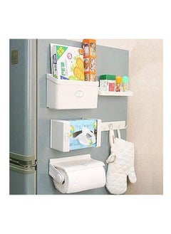 5 in 1 Magnetic Tissue Paper Roll Holder Spice Rack Towel Rack Hook Rack Cruet Stand Side Tray Refrigerator Organizer