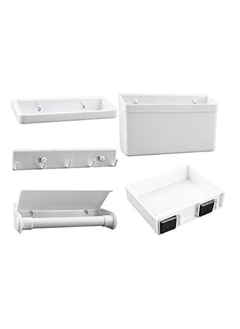 AMM - 5 in 1 Magnetic Tissue Paper Roll Holder Spice Rack Towel Rack Hook Rack Cruet Stand Side Tray Refrigerator Organizer - Image 1
