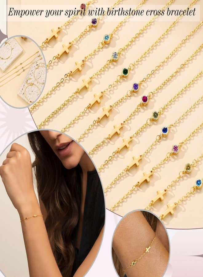 Btysun Teen Stocking Stuffers, Birthstone Bracelets for Women Sister Christmas Gifts Dainty Gold Bracelet with Cross August Birthday Gift for Her Confirmation Gifts for Teens Adjustable 14k Plated Christian Religious Baptism Jewelry for Friend Sister - Image 5