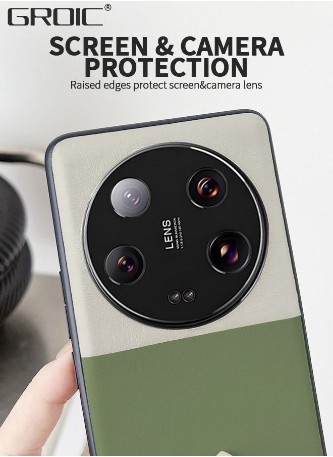 GROIC Case for Xiaomi 13 Ultra 6.73 Inches PU Leather Cover with Camera Lens Protector, Leather Case Grain Electroplated Hard Shell Protective Ultra Thin Anti-Slip Case Luxury Ultra-Thin  - Image 5