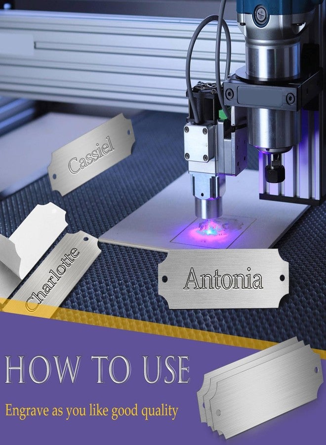 Yaocom 12 Pcs Name Plates Laser Engraved Brushed Solid Metal Plate Personalized Plaque Blank Custom Name Tag Frame Label with Adhesive Backing and Screws for DIY(Silver Notched Corner,1'' X 3'') - Image 5