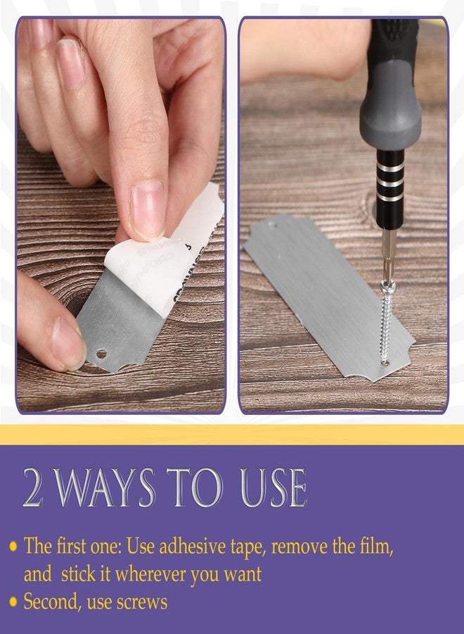 Yaocom 12 Pcs Name Plates Laser Engraved Brushed Solid Metal Plate Personalized Plaque Blank Custom Name Tag Frame Label with Adhesive Backing and Screws for DIY(Silver Notched Corner,1'' X 3'') - Image 4