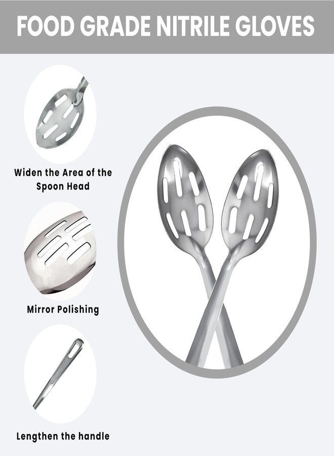 Gabrella 3 Pack Kitchen Slotted Spoon Stainless Steel, Stiring Large Spoons, 13 Inch Metal Slotted Spoon, Cooking Serving with Holes - Image 3