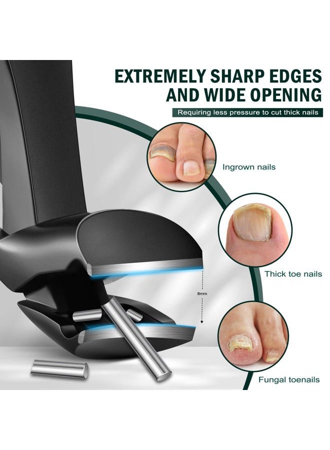 FVION Ergonomic Seniors Toenail Clippers, Curved Head Toe Nail Clippers for Thick Nails with Nail Catcher and Metal Nail File, Precision Nail Care Tool for Easier Trimming (Multi) - Image 3