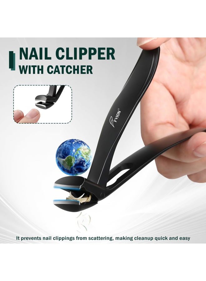 FVION Ergonomic Seniors Toenail Clippers, Curved Head Toe Nail Clippers for Thick Nails with Nail Catcher and Metal Nail File, Precision Nail Care Tool for Easier Trimming (Multi) - Image 5