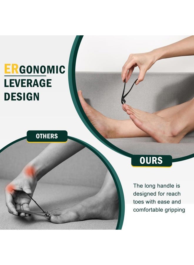 FVION Ergonomic Seniors Toenail Clippers, Curved Head Toe Nail Clippers for Thick Nails with Nail Catcher and Metal Nail File, Precision Nail Care Tool for Easier Trimming (Multi) - Image 4