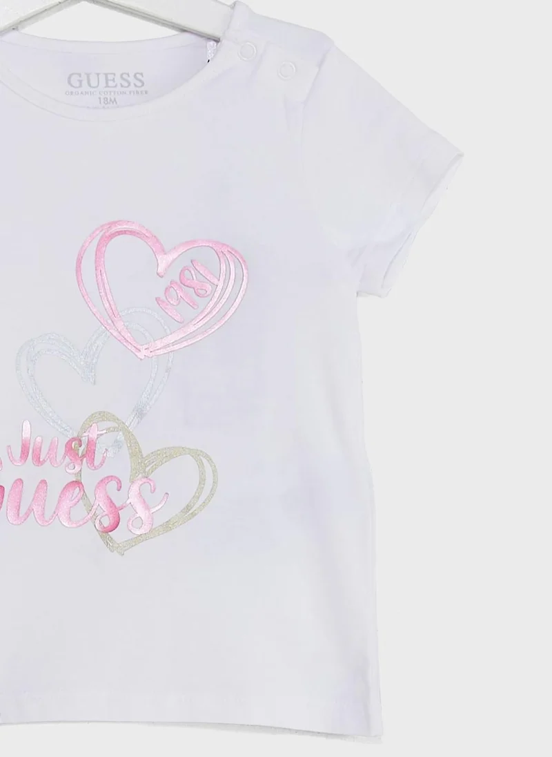 Guess G011-Pure White Infant Heart Print T-Shirt for Women | Best Price UAE