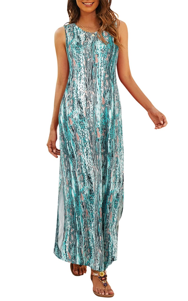 Hount Maxi Dresses for Women 2025 Sleeveless Petite Sundresses with Pockets Floral M - Image 1