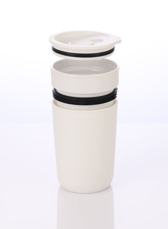 Hans Larsen SAVONA - Hans Larsen Premium Ceramic Tumbler With Recycled Protective Sleeve - White - Image 2