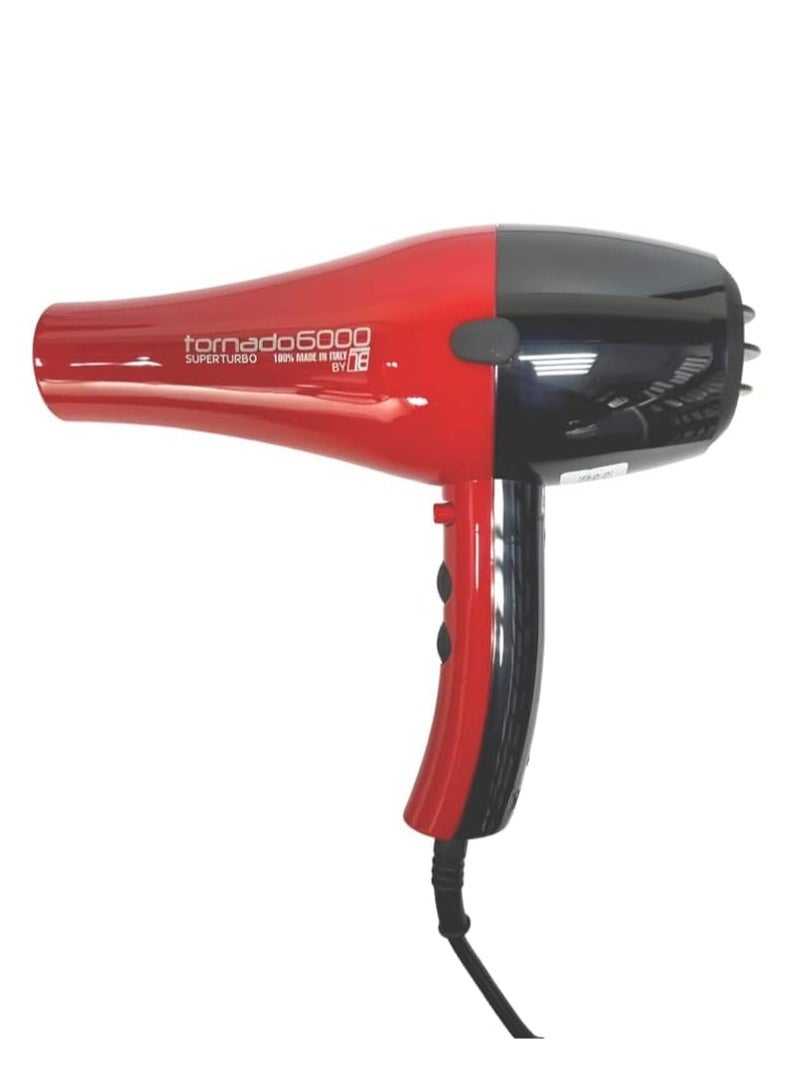 تكنو دراي  مجفف الشعر الاحترافي تكنو دراي تورنادو 6000 – 2500 واط، خفيف الوزن وعالي الأداء – أحمر وأسود - Image 1