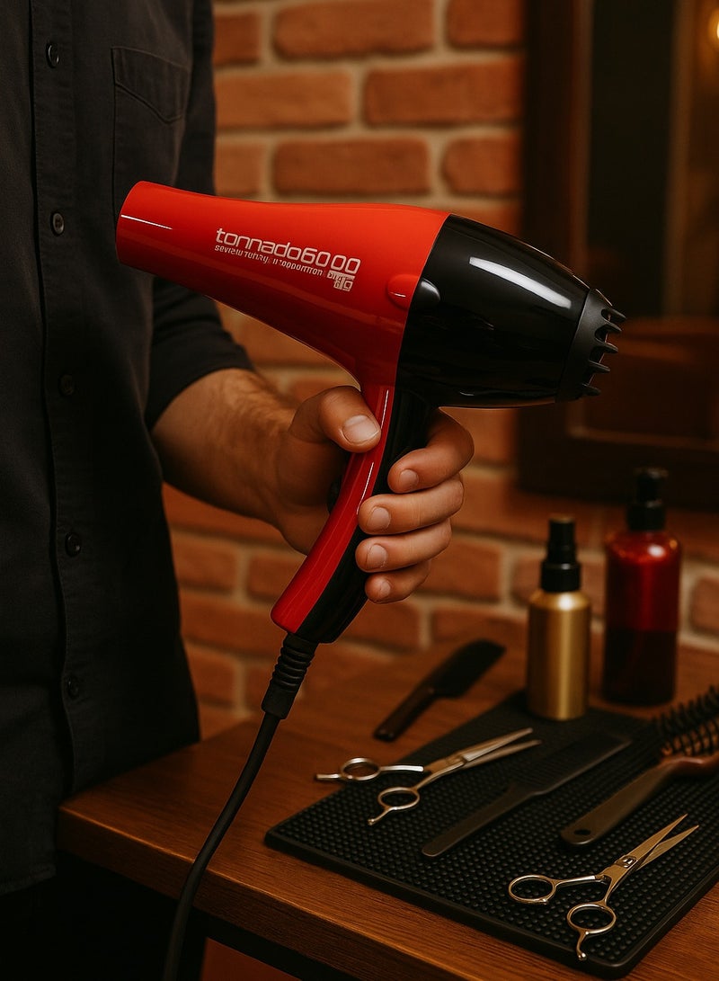 تكنو دراي  مجفف الشعر الاحترافي تكنو دراي تورنادو 6000 – 2500 واط، خفيف الوزن وعالي الأداء – أحمر وأسود - Image 2