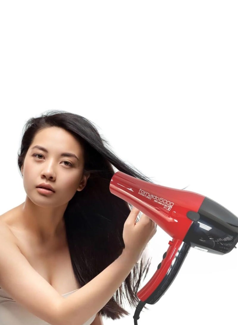 تكنو دراي  مجفف الشعر الاحترافي تكنو دراي تورنادو 6000 – 2500 واط، خفيف الوزن وعالي الأداء – أحمر وأسود - Image 4
