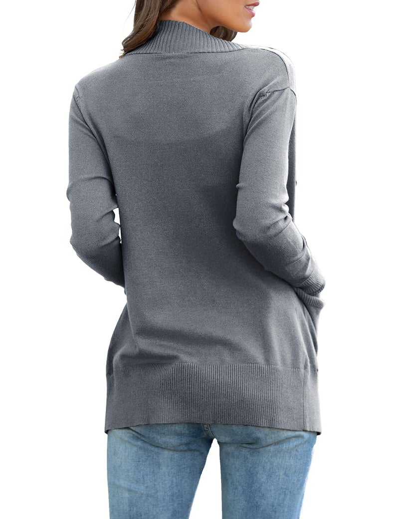 REDHOTYPE Womens Cardigan with Pockets Casual Long Sleeve Open Front Cardigans for Women, Heather Gray, L - Image 3