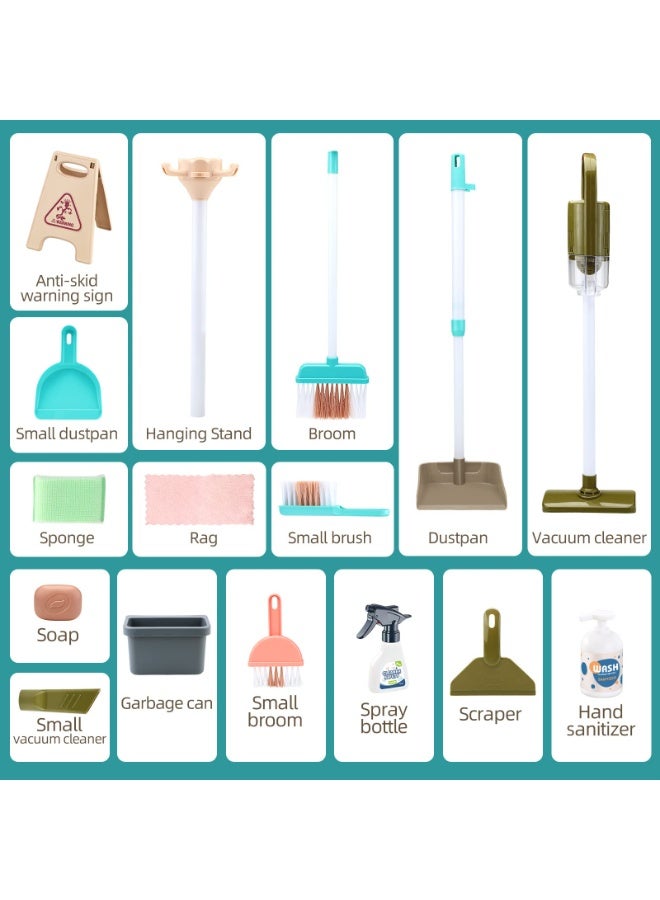 والالا مجموعة تنظيف الأطفال للأطفال الصغار ، قابلة للفصل 20 جهاز كمبيوتر شخصي تتظاهر مجموعة اللعب ، عربات تنظيف الأطفال الصغار التعليمية تتضمن مكنسة كهربائية عمل حقيقية ، مكسرة ، زجاجة رش وأكثر من ذلك - Image 2