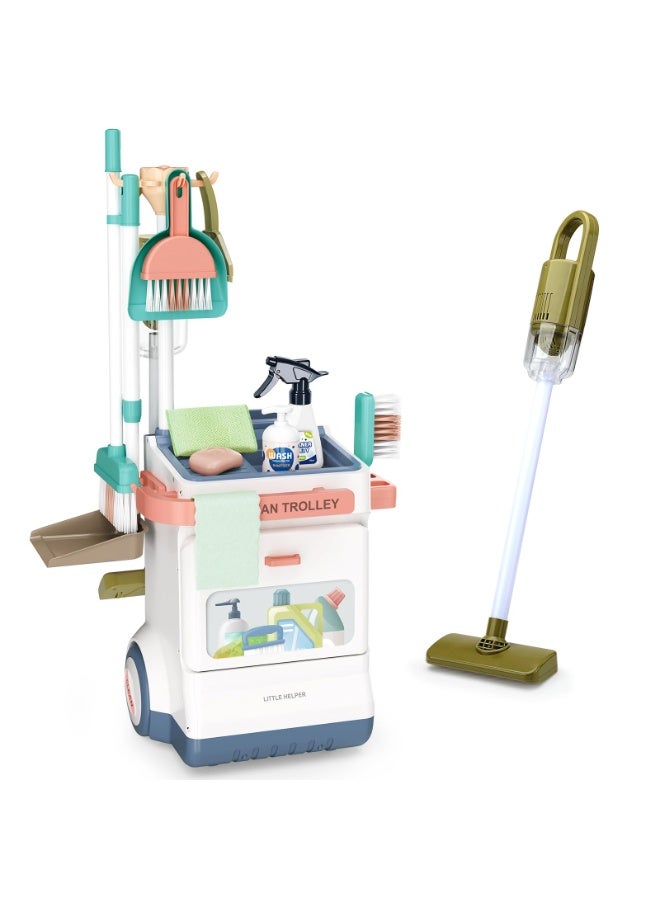 والالا مجموعة تنظيف الأطفال للأطفال الصغار ، قابلة للفصل 20 جهاز كمبيوتر شخصي تتظاهر مجموعة اللعب ، عربات تنظيف الأطفال الصغار التعليمية تتضمن مكنسة كهربائية عمل حقيقية ، مكسرة ، زجاجة رش وأكثر من ذلك - Image 1