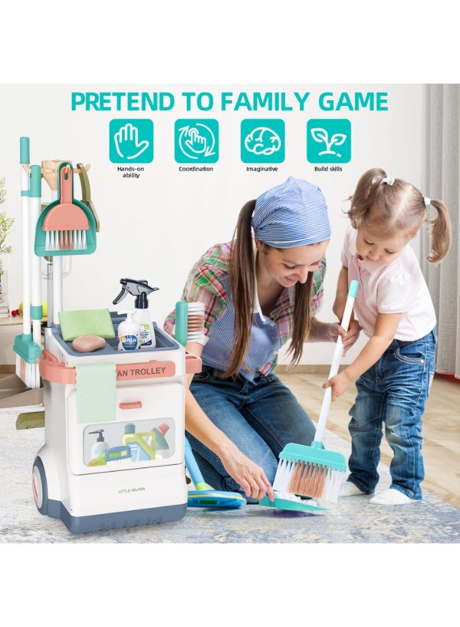 والالا مجموعة تنظيف الأطفال للأطفال الصغار ، قابلة للفصل 20 جهاز كمبيوتر شخصي تتظاهر مجموعة اللعب ، عربات تنظيف الأطفال الصغار التعليمية تتضمن مكنسة كهربائية عمل حقيقية ، مكسرة ، زجاجة رش وأكثر من ذلك - Image 5