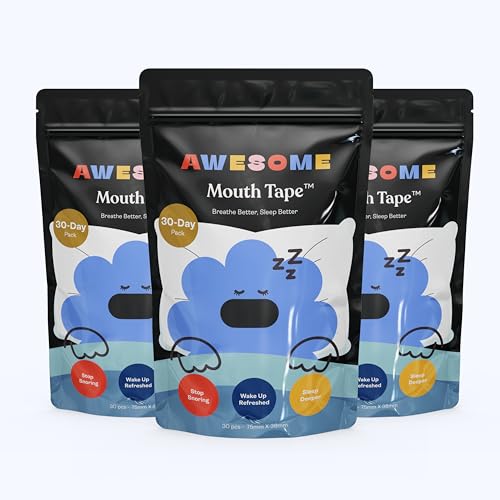 Awesome Mouth Tape for Sleeping – Stops Snoring n Mouth Breathing, Nasal Breathing, CDSCO Approved, Medical-Grade, Hypoallergenic, Skin-Friendly, 30 Strips - AWESOME Mouth Tape (pack of 3) - Image 2