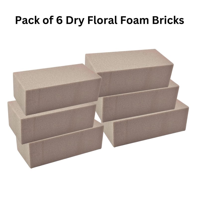 Oasis Pack of 6 Sec/Dry Floral Foam Blocks | Water Weather Resistant Dry Floral Foam for Artificial/Dried Flower Arrangements | Size 9 X 3 X 4 Inches - Image 2