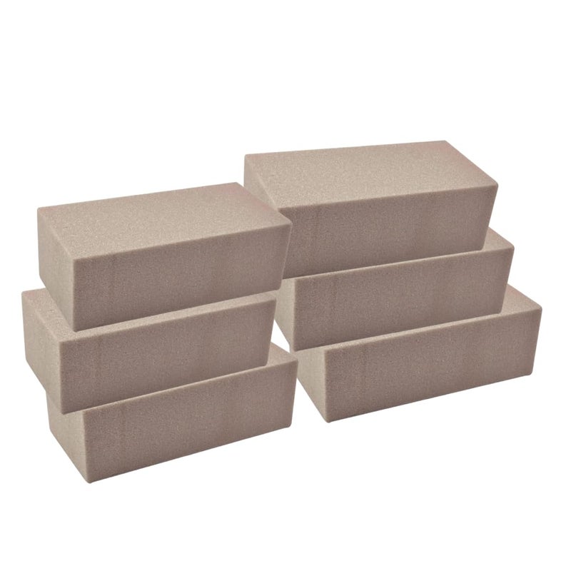 Oasis Pack of 6 Sec/Dry Floral Foam Blocks | Water Weather Resistant Dry Floral Foam for Artificial/Dried Flower Arrangements | Size 9 X 3 X 4 Inches - Image 1