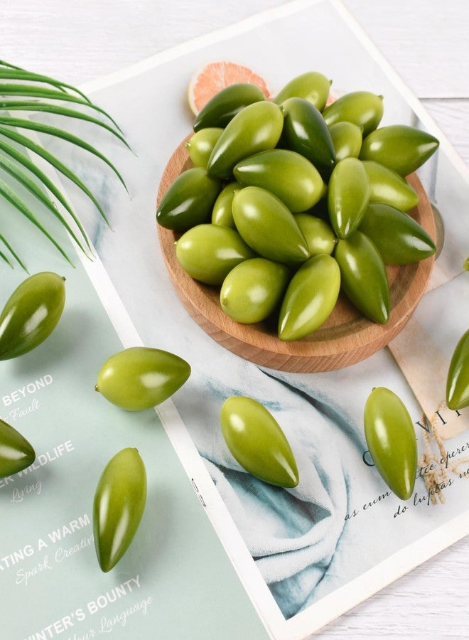Luckforest Artificial Olives, 30 Pcs Large Green Fake Olives Lifelike Simulation Foam Fruit for Home Kitchen Cabinet Food Photography Props - Image 3