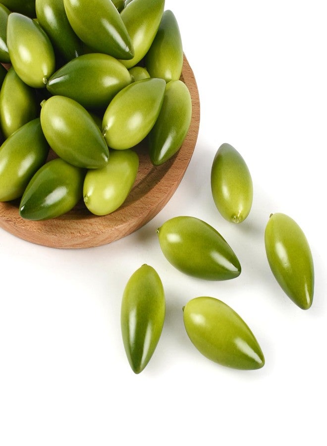 Luckforest Artificial Olives, 30 Pcs Large Green Fake Olives Lifelike Simulation Foam Fruit for Home Kitchen Cabinet Food Photography Props - Image 1