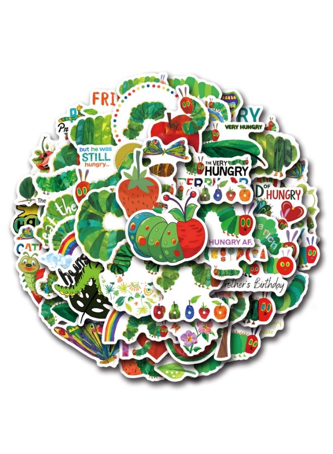 NIBEMINENT 55 Pcs The Very Hungry Caterpillar Deco Kit Waterproof Stickers, High Definition Printing Bright Colors, Suitable for Laptop Skateboard Luggage Water Bottle Guitar DIY  - Image 1