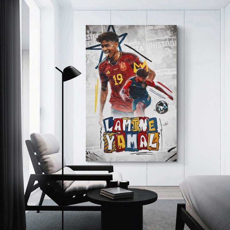 ARS Framed Canvas Lamine Yamal Football Canvas Print, Luxury Home Decor Painting Poster Artwork for Living Room, Bedroom, Bathroom, Gift, Home Decoration - Image 3