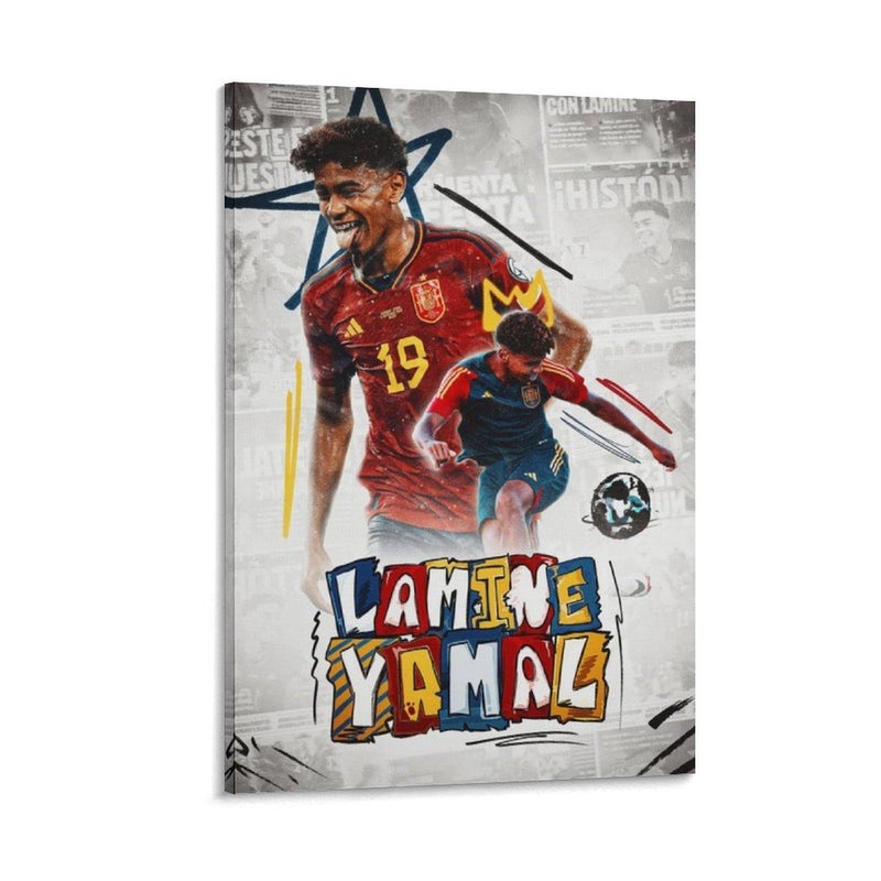 ARS Framed Canvas Lamine Yamal Football Canvas Print, Luxury Home Decor Painting Poster Artwork for Living Room, Bedroom, Bathroom, Gift, Home Decoration - Image 1