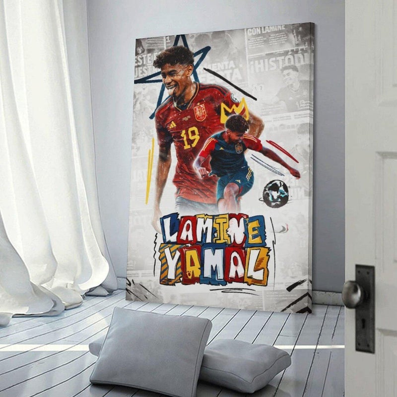 ARS Framed Canvas Lamine Yamal Football Canvas Print, Luxury Home Decor Painting Poster Artwork for Living Room, Bedroom, Bathroom, Gift, Home Decoration - Image 2