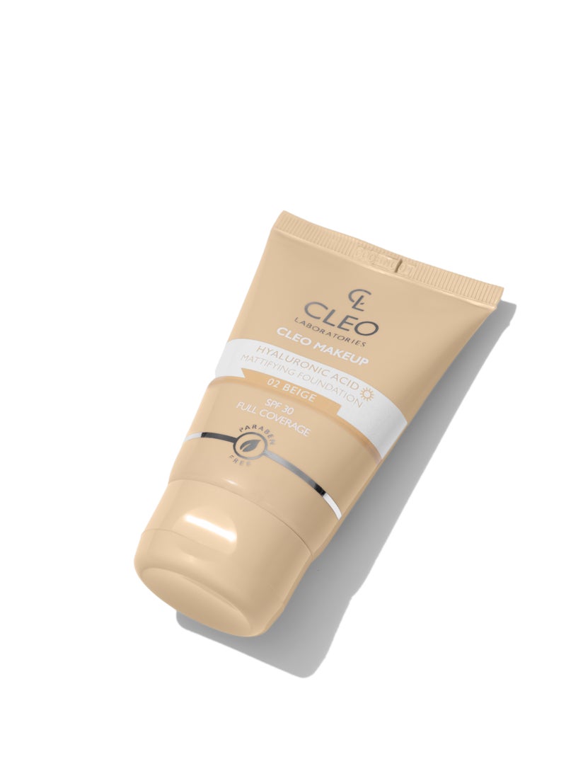 Cleo - Hyaluronic acid Mattifying Foundation Beige02 - 30 ML - Image 1