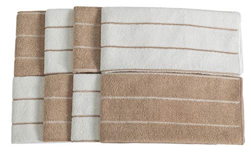 HYER KITCHEN Microfiber Kitchen Towels - Super Absorbent, Soft and Solid Color Dish Towels, 8 Pack (Stripe Designed Brown and White Colors), 26 x 18 Inch - Image 4