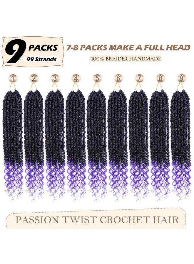 Befunny Pre-twisted passion twist hair Purple, 12 Inch 9 Packs Pretwisted Passion Twist Crochet Hair,Soft Pre Looped Curly Ombre Brown Crochet Hair For Women,Short Crochet Braids(12",Tpurple#) - Image 3