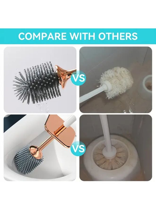 فرشاة مرحاض سوداء حديثة وطقم حامل بمقبض طويل، إكسسوار حمام مثبت على الحائط - Image 5