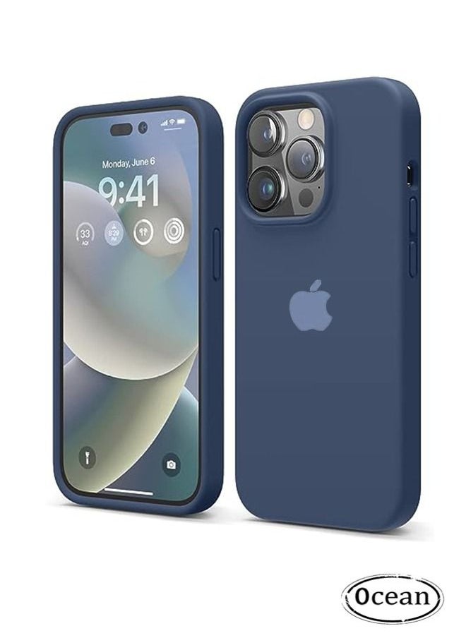 Ocean - iPhone 15 (6.1 inch) Case, Liquid Silicone Case, Full Body Protective Cover, Shockproof, Slim Phone Case, Anti-Scratch Soft Microfiber Lining, Blue - Image 1