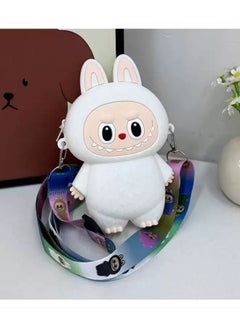 Generic Labubu Kids Silicone Coin Purse Keychain gray full body(White)  - Image 1