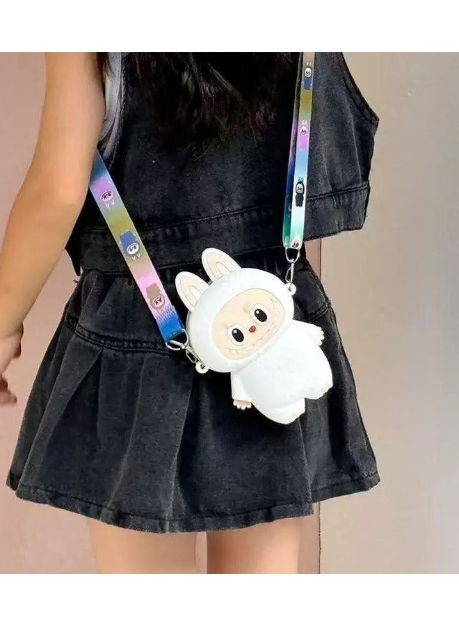Labubu Kids Silicone Coin Purse Keychain gray full body(White) - Image 2