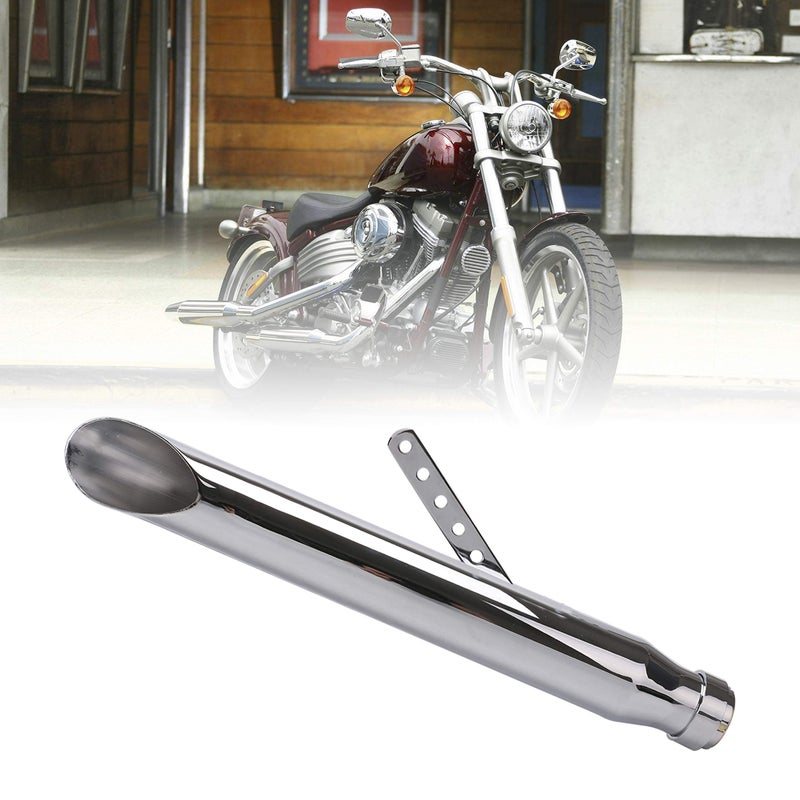 Tesmirror Motorcycle stainless steel Slash Cut Exhaust Muffler Pipe for Chopper Cafe Racer Silencer one piece